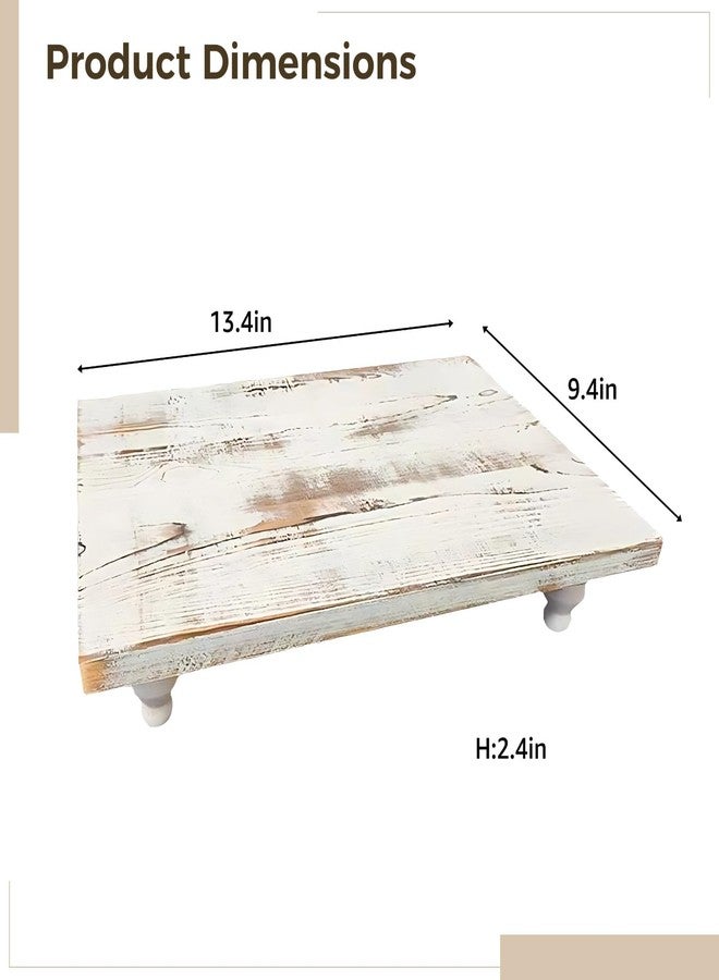 Varku Wood Riser, 13.4 x 9.4 x 2.4 in Rustic Wooden Riser Decorative Tray Farmhouse Pedestal Stand, Distressed Wood Decorative Tray, Wooden Display Stand for Kitchen, Bathroom, Coffee Table Decor - Image 4